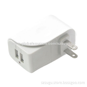 Portable Double USB Wall Charger with UK, US and EU Plugs